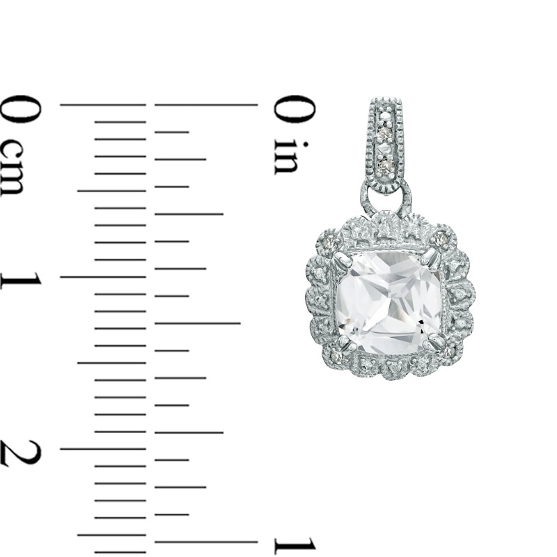 Lab-Created White Sapphire and 0.11 CT. T.W. Diamond Pendant, Ring and Earrings Set in Sterling Silver - Size 7