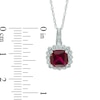 Thumbnail Image 3 of Lab-Created Ruby and 0.11 CT. T.W. Diamond Pendant, Ring and Earrings Set in Sterling Silver - Size 7