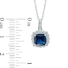 Thumbnail Image 4 of Lab-Created Blue Sapphire and 0.11 CT. T.W. Diamond Pendant, Ring and Earrings Set in Sterling Silver - Size 7