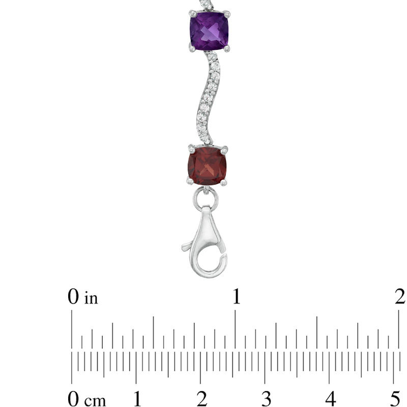 Cushion-Cut Multi-Gemstone and Lab-Created White Sapphire Bracelet in Sterling Silver - 7.25"|Peoples Jewellers