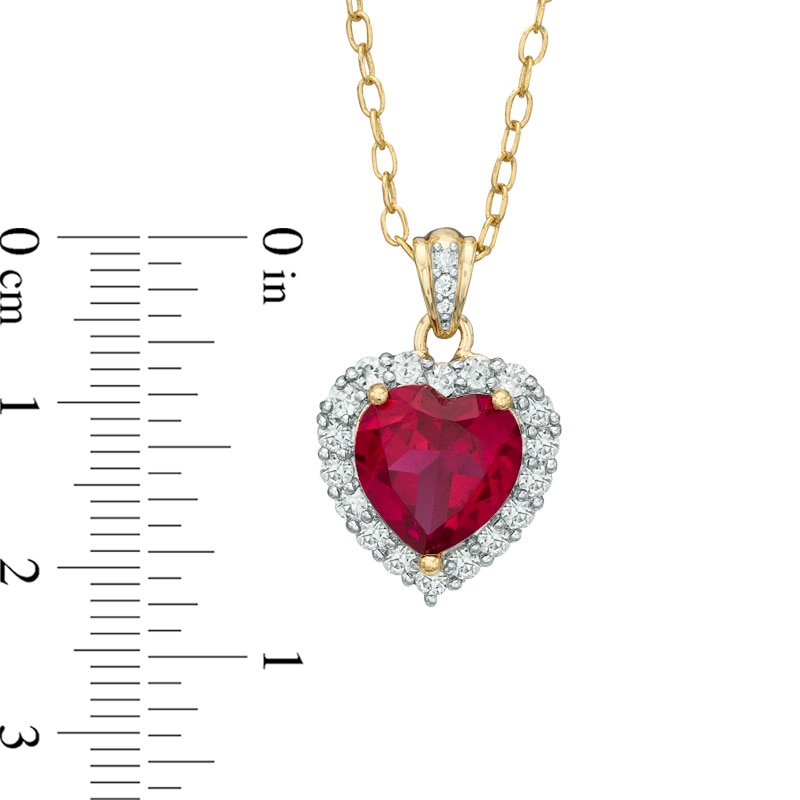 Heart-Shaped Lab-Created Ruby and White Sapphire Pendant and Earrings Set in Sterling Silver with 18K Gold Plate