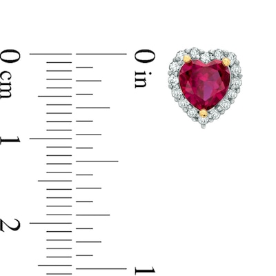 Heart-Shaped Lab-Created Ruby and White Sapphire Pendant and Earrings Set in Sterling Silver with 18K Gold Plate