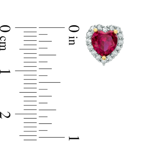 Heart-Shaped Lab-Created Ruby and White Sapphire Pendant and Earrings Set in Sterling Silver with 18K Gold Plate