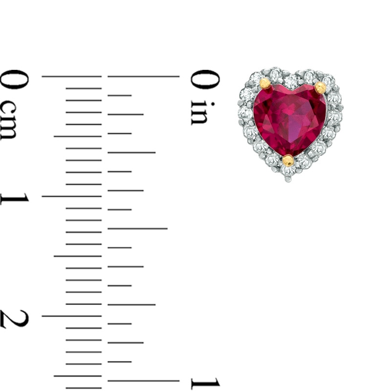 Heart-Shaped Lab-Created Ruby and White Sapphire Pendant and Earrings Set in Sterling Silver with 18K Gold Plate|Peoples Jewellers