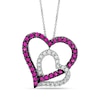 Thumbnail Image 0 of Lab-Created Ruby and White Sapphire Double Heart Pendant in Sterling Silver