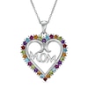 Thumbnail Image 0 of Multi-Gemstone and Diamond Accent "MOM" Heart Pendant in Sterling Silver