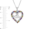 Thumbnail Image 1 of Multi-Gemstone and Diamond Accent "MOM" Heart Pendant in Sterling Silver