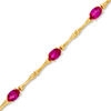 Thumbnail Image 0 of Oval Lab-Created Ruby Bracelet in Sterling Silver with 14K Gold Plate - 7.25"