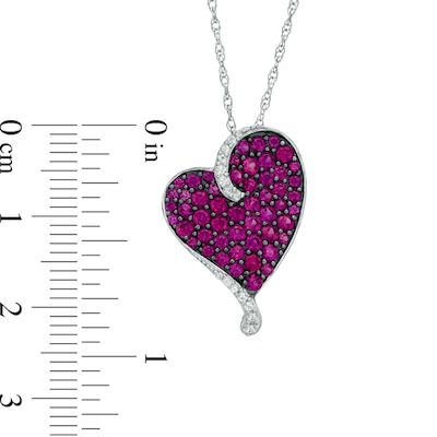 Lab-Created Ruby and White Sapphire Heart Pendant in Sterling Silver