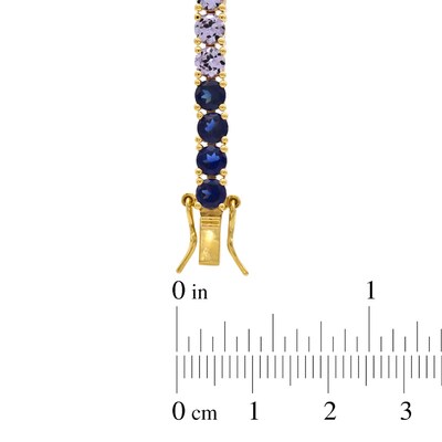 Lab-Created Multi-Gemstone Bracelet in Sterling Silver with 18K Gold Plate - 7.25"