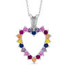 Lab-Created Multi-Gemstone Heart Pendant in Sterling Silver