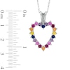 Thumbnail Image 1 of Lab-Created Multi-Gemstone Heart Pendant in Sterling Silver