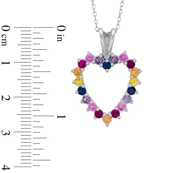 Lab-Created Multi-Gemstone Heart Pendant in Sterling Silver