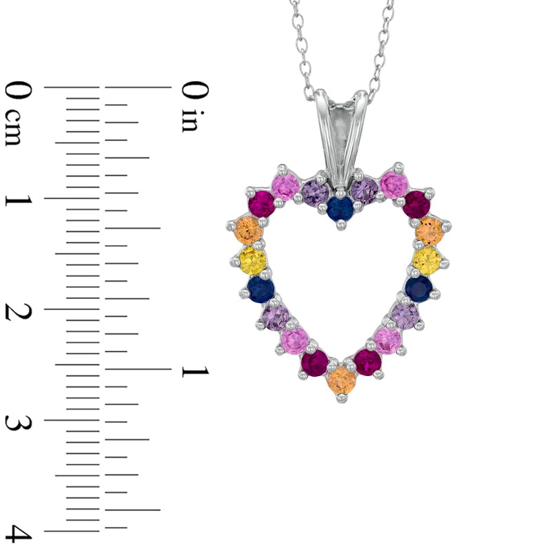 Lab-Created Multi-Gemstone Heart Pendant in Sterling Silver|Peoples Jewellers