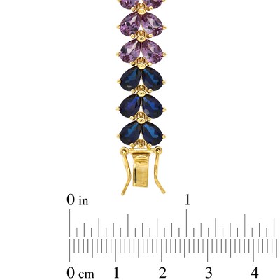 Pear-Shaped Lab-Created Multi-Gemstone Bracelet in Sterling Silver with 18K Gold Plate - 7.25"