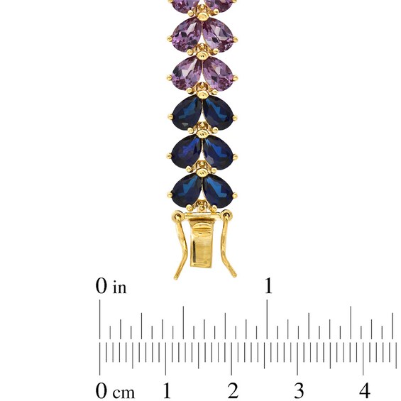 Pear-Shaped Lab-Created Multi-Gemstone Bracelet in Sterling Silver with 18K Gold Plate - 7.25"