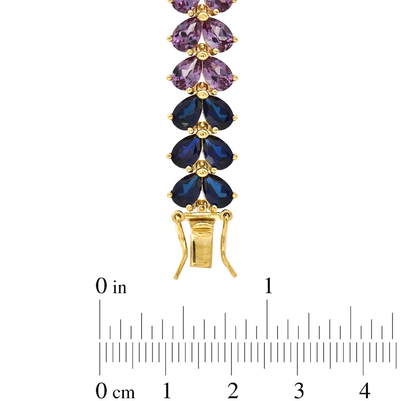Pear-Shaped Lab-Created Multi-Gemstone Bracelet in Sterling Silver with 18K Gold Plate - 7.25"|Peoples Jewellers