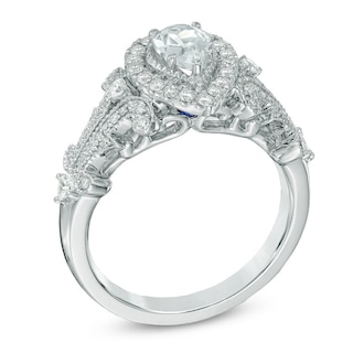 Vera Wang Love Collection 1.00 CT. T.W. Pear-Shaped Diamond Frame Engagement Ring in 14K White Gold