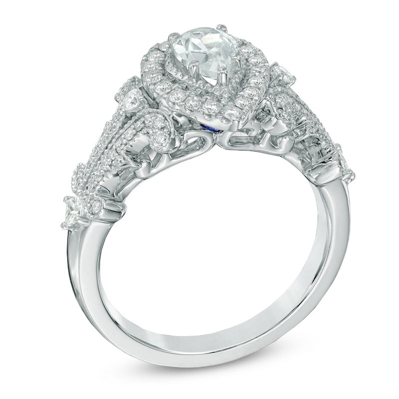 Vera Wang Love Collection 1.00 CT. T.W. Pear-Shaped Diamond Frame Engagement Ring in 14K White Gold|Peoples Jewellers