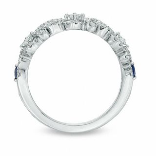 Vera Wang Love Collection 0.45 CT. T.W. Diamond and Blue Sapphire Curlique Band in 14K White Gold