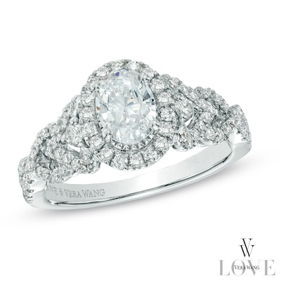 Vera Wang Love Collection 0.95 CT. T.W. Oval Diamond Frame Engagement Ring in 14K White Gold