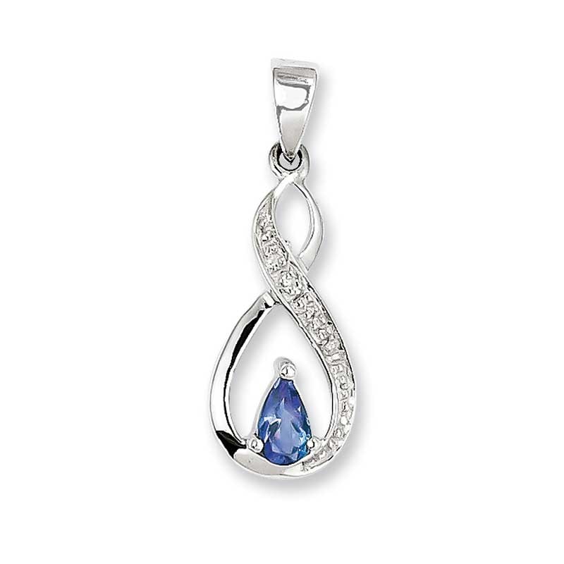 Pear-Shaped Tanzanite and Diamond Accent Necklace Charm in Sterling Silver
