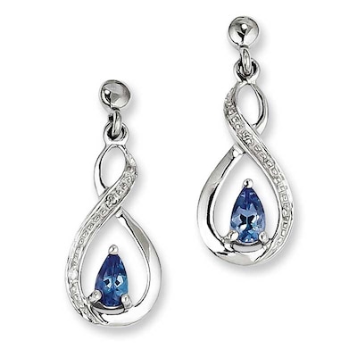 Pear-Shaped Tanzanite and Diamond Accent Infinity Drop Earrings in Sterling Silver