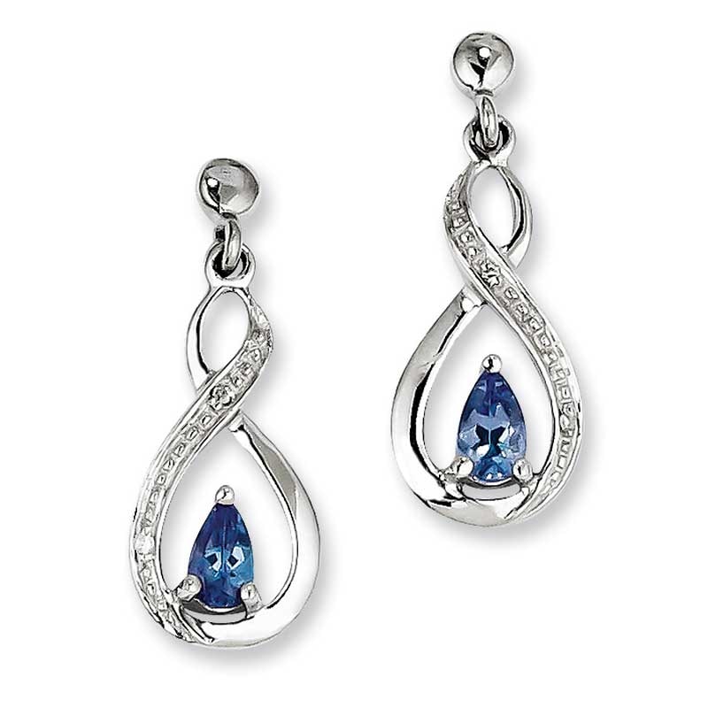 Pear-Shaped Tanzanite and Diamond Accent Infinity Drop Earrings in Sterling Silver
