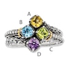 Thumbnail Image 1 of Mother's Cushion-Cut Simulated Birthstone Ring in Sterling Silver and 14K Gold (4 Stones)