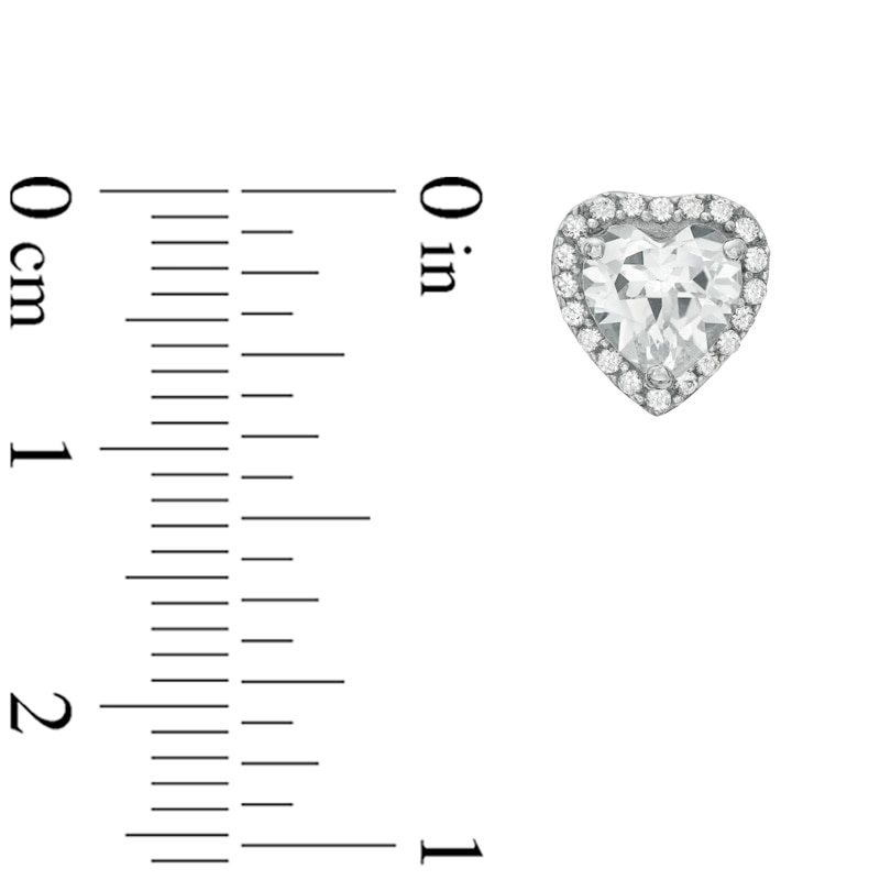 Heart-Shaped Lab-Created White Sapphire Pendant, Ring and Earrings Set in Sterling Silver - Size 7
