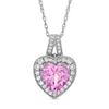 Thumbnail Image 0 of 9.0mm Heart-Shaped Lab-Created Pink and White Sapphire Pendant in Sterling Silver