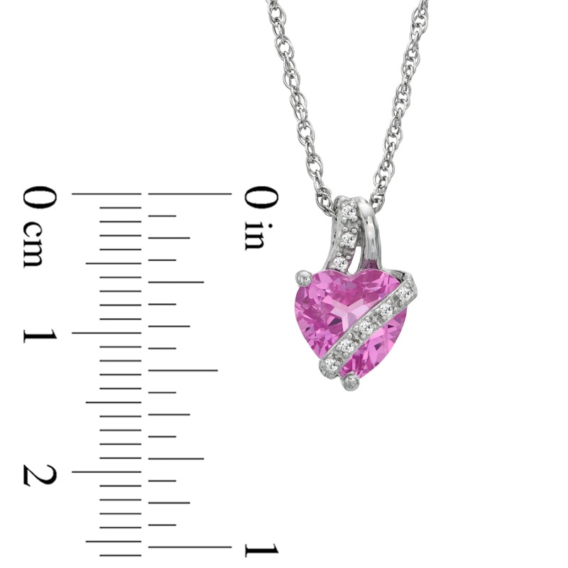 Main Image 3 of Heart-Shaped Lab-Created Pink and White Sapphire Pendant, Ring and Earrings Set in Sterling Silver - Size 7