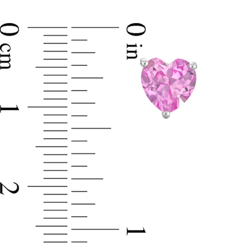 Main Image 4 of Heart-Shaped Lab-Created Pink and White Sapphire Pendant, Ring and Earrings Set in Sterling Silver - Size 7