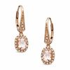 Oval Morganite and 0.12 CT. T.W. Diamond Drop Earrings in 10K Rose Gold