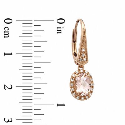 Oval Morganite and 0.12 CT. T.W. Diamond Drop Earrings in 10K Rose Gold