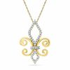 0.16 CT. T.W. Diamond Fleur-de-Lis Pendant in Sterling Silver and 14K Gold Plate