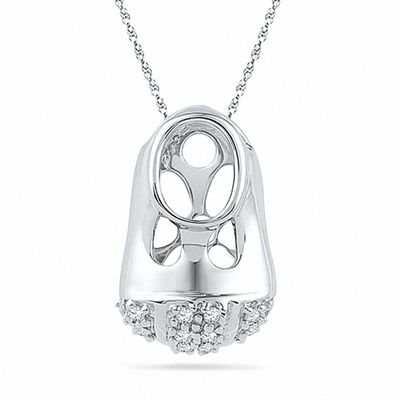 Diamond Accent Baby Bootie Pendant in Sterling Silver