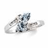 Thumbnail Image 0 of 5.0mm Trillion-Cut Aquamarine and Diamond Accent Bypass Ring in 10K White Gold