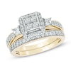 Thumbnail Image 0 of 1.00 CT. T.W. Princess-Cut Quad Diamond Frame Bridal Set in 10K Gold
