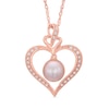 Thumbnail Image 0 of 7.0-7.5mm Freshwater Cultured Pearl and Lab-Created White Sapphire Pendant in Sterling Silver with 14K Rose Gold Plate
