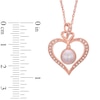Thumbnail Image 1 of 7.0-7.5mm Freshwater Cultured Pearl and Lab-Created White Sapphire Pendant in Sterling Silver with 14K Rose Gold Plate