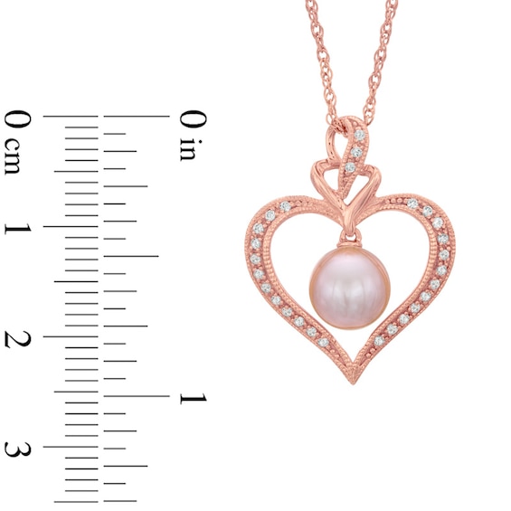 7.0-7.5mm Freshwater Cultured Pearl and Lab-Created White Sapphire Pendant in Sterling Silver with 14K Rose Gold Plate