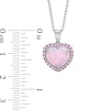 Thumbnail Image 1 of Heart-Shaped Lab-Created Opal and Pink Sapphire Pendant in Sterling Silver