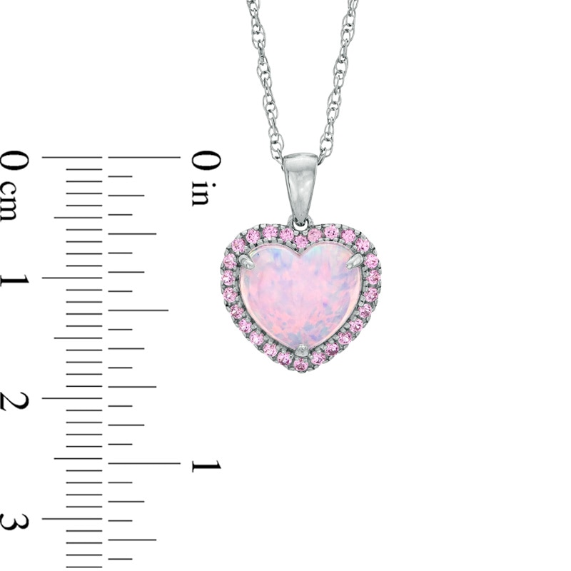 Heart-Shaped Lab-Created Opal and Pink Sapphire Pendant in Sterling Silver