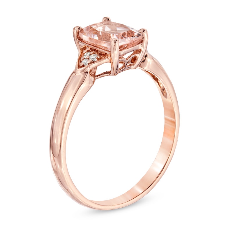 Cushion-Cut Morganite and Diamond Accent Ring in 10K Rose Gold|Peoples Jewellers