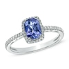 Cushion-Cut Tanzanite and 0.14 CT. T.W. Diamond Ring in 10K White Gold