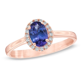 Oval Tanzanite and 0.09 CT. T.W. Diamond Ring in 10K Rose Gold