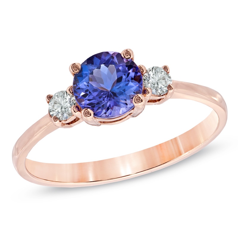 6.0mm Tanzanite and 0.12 CT. T.W. Diamond Ring in 10K Rose Gold|Peoples Jewellers