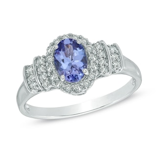 Oval Tanzanite and 0.20 CT. T.W. Diamond Ring in 10K White Gold