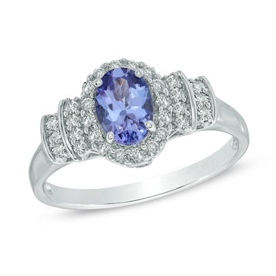 Oval Tanzanite and 0.20 CT. T.W. Diamond Ring in 10K White Gold